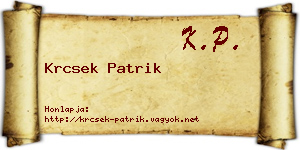 Krcsek Patrik névjegykártya